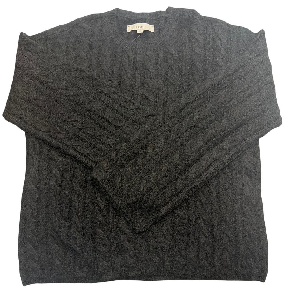 Ann Taylor Loft Black Size S Crewneck Cable Knit Sweater Casual Office Corpcore